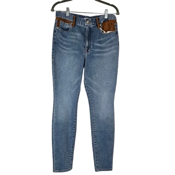 Good American Skinny Suede Jeans in Indigo 10/30 - Picture 5 of 12